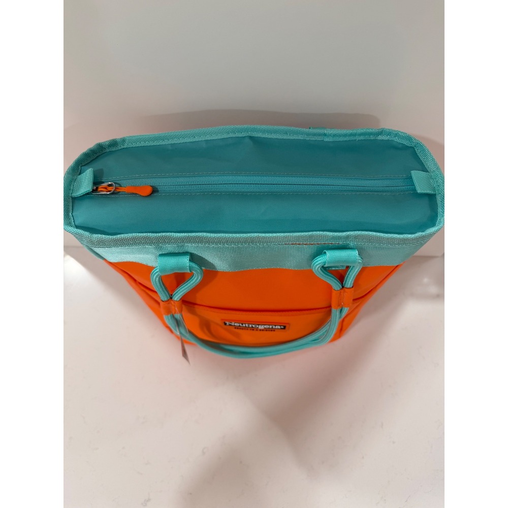Neutrogena Branded Insulated Cooler Tote Bag Orange and Teal Summer BeachBag NEW - Picture 4 of 9